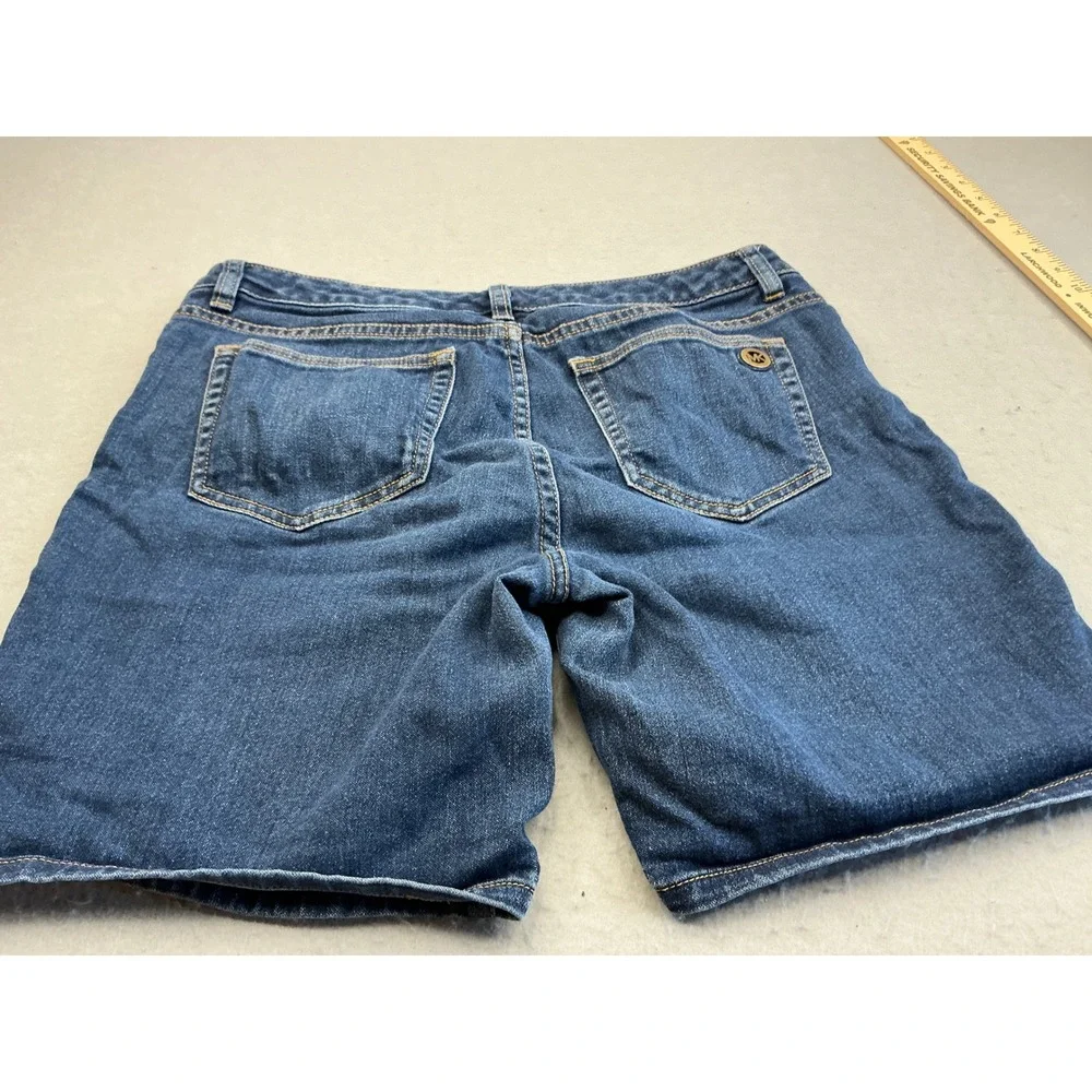Michael Kors Denim Shorts Dark‎ Wash Gold Logo Size 6 Casual Summer Classic